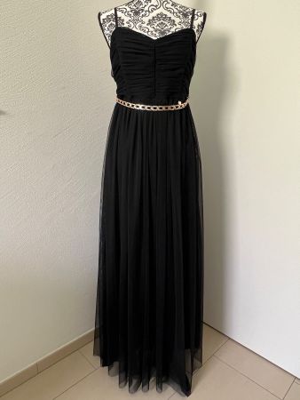 👗 Tüllkleid mit Gürtelkette schwarz XL 👗 Rinascimento