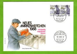 1988 FDC Postbeförderung Markenheftchen Paar SBK 28.--