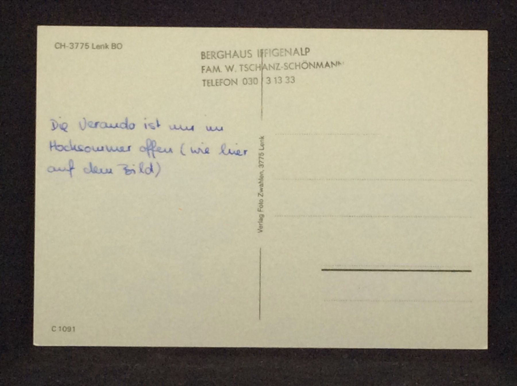 Cartoline postali: Lenk, Iffigenalp 1584m – Usato da Widnau venduto da Brusi9 1