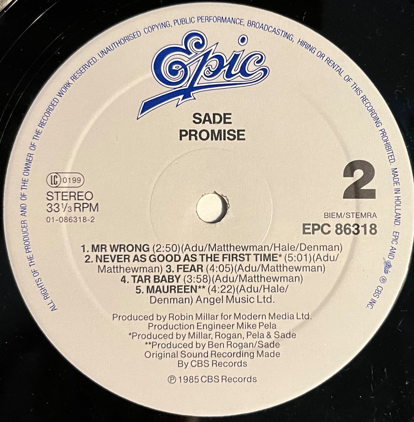 Dischi in vinile: SADE - PROMISE – Usato da Bussigny venduto da vinyl-pas-cher 4