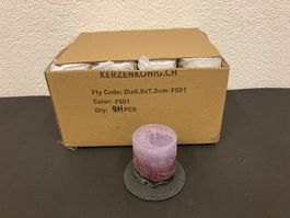 Kerzen 6,8 x 7,2 cm,  24 Stück, Violett marmoriert