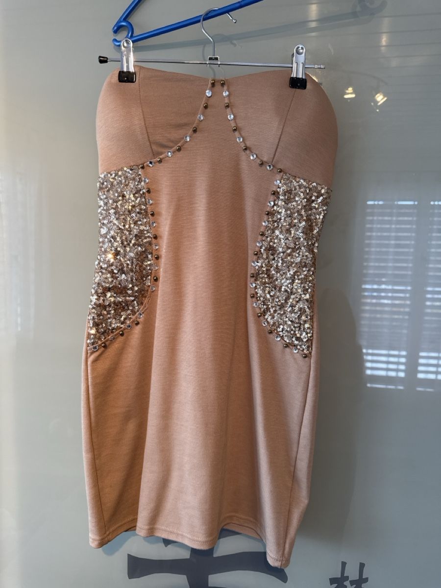 Vestiti: Bustier Kleid Beige mit Pailletten, Gr. S – Usato da Spreitenbach venduto da nuvola90