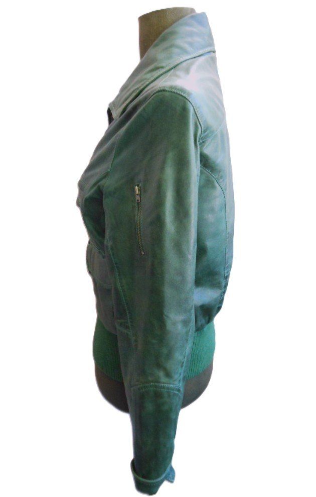 Giacche: Gr. 40 / 42 JAGGER & EVANS weiche ECHT Lederjacke dunkelgrün – Usato da Basel venduto da FRAU.ZAUBER.MOND 3