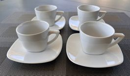 Neue Espresso Tassen mit Untertassen 4er Set weiss