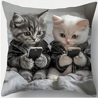🐱📱 Kissenbezug – Kätzchen spielen mit Handy ✨