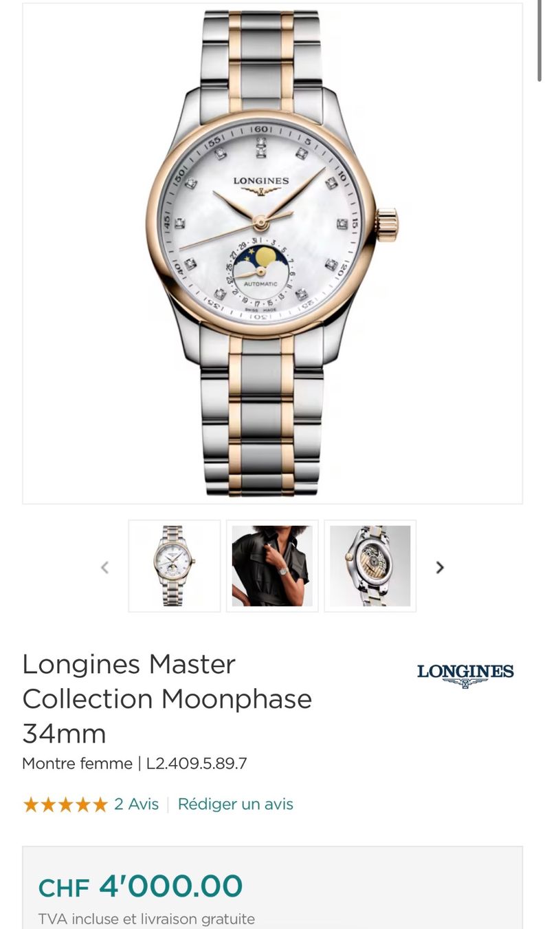 Longines Orologi: Longines Master Collection Moonphase 34mm – Usato da Reconvilier venduto da HarryP96