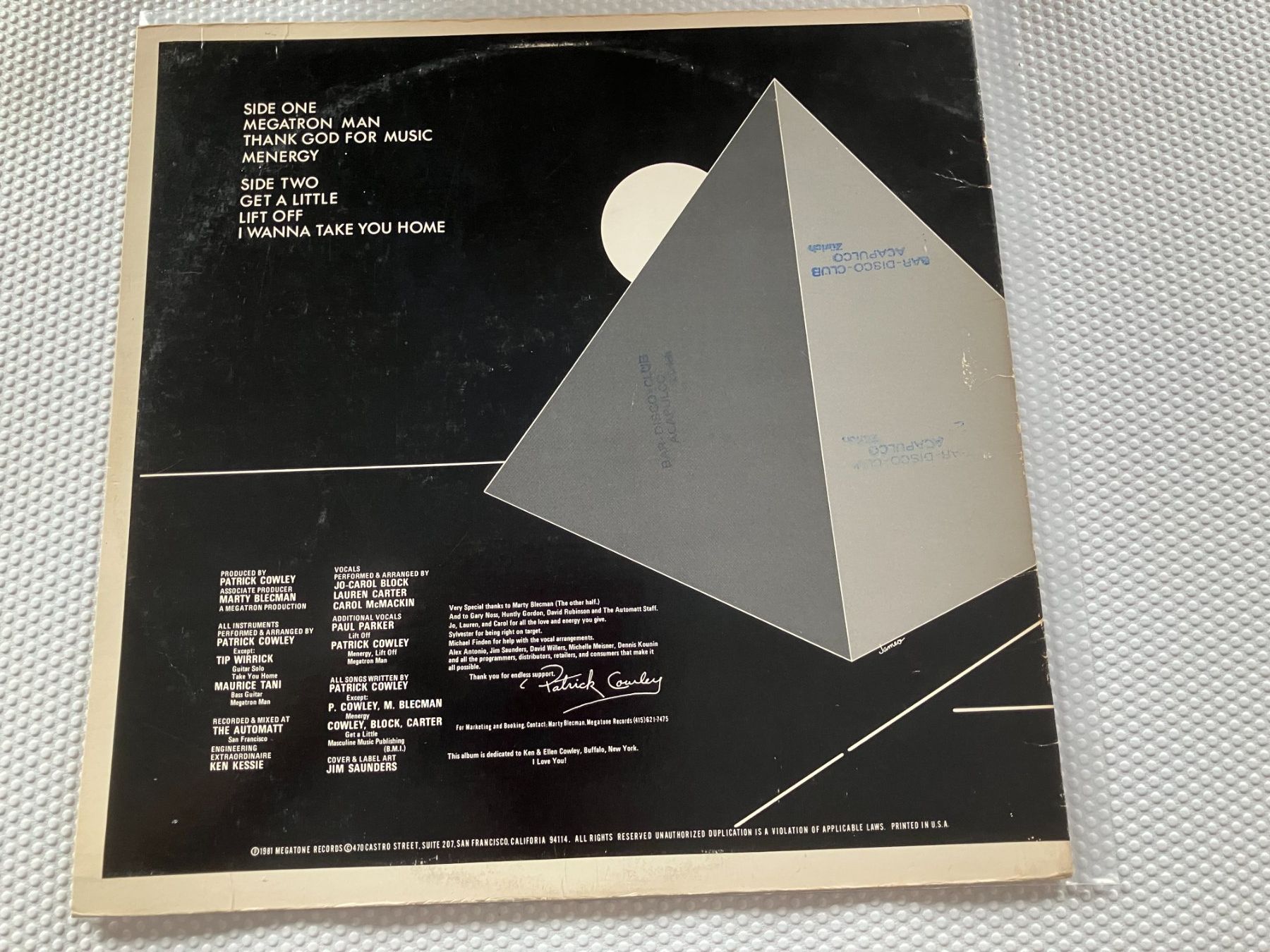 Dischi in vinile: Patrick Cowley – Usato da Aarwangen venduto da Jukebox3 2