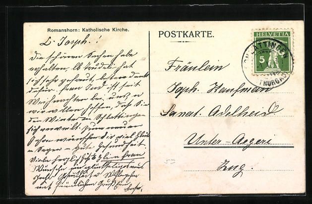 Cartoline postali: Romanshorn, Katholische Kirche mit Dampf – Usato da Berlin venduto da bartko-reher 1