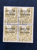 Société des Nations Landschaftsbild 3 Rp, 4-Block