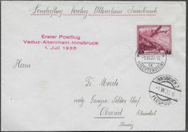 1935 Brief 1. Postflug Vaduz-Innsbruck F16 TOP selten ab 1.-