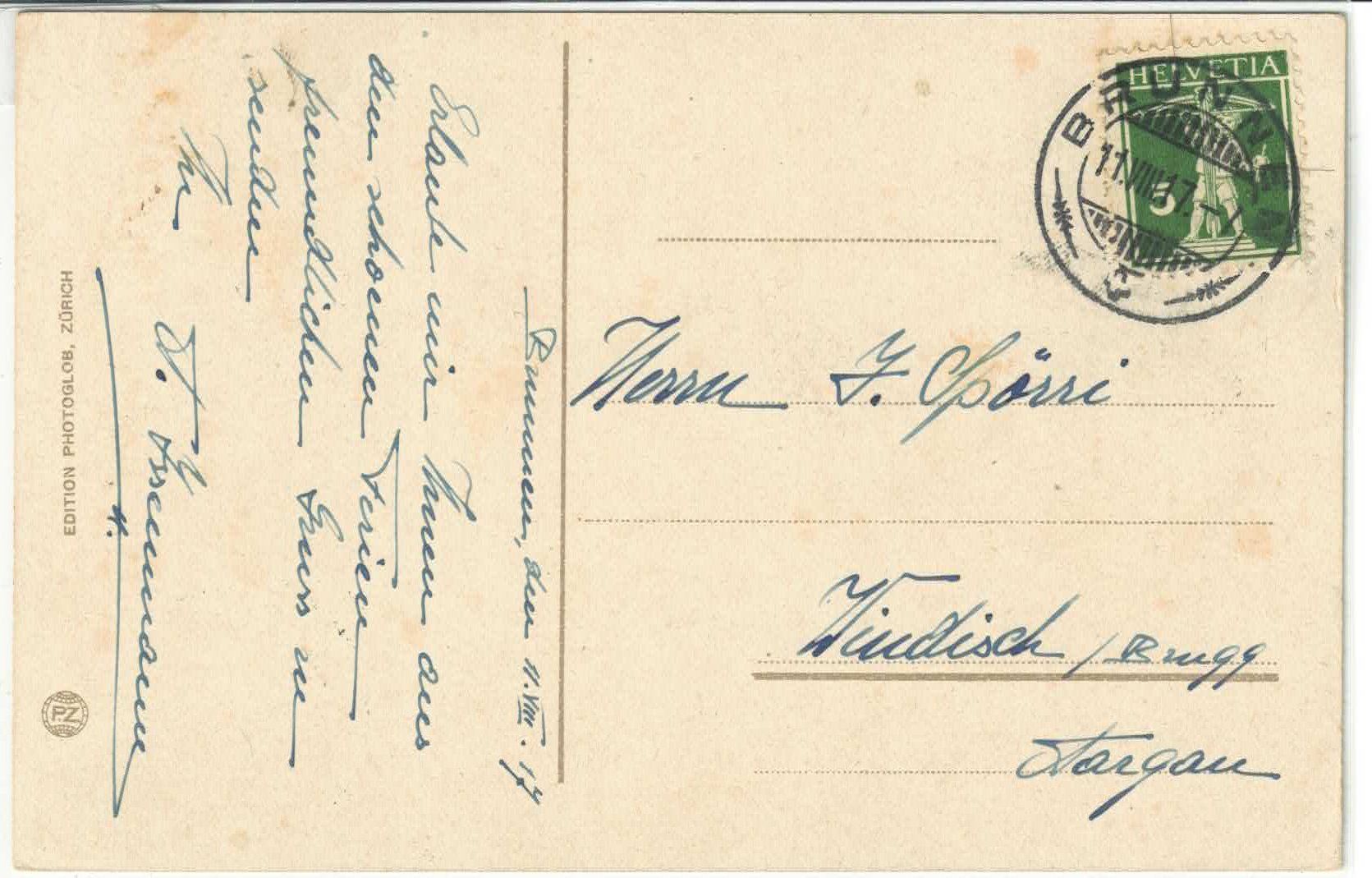 Cartoline postali: Brunnen  und die Mythen - Litho – Usato da Ettingen venduto da Kartenplanet 1