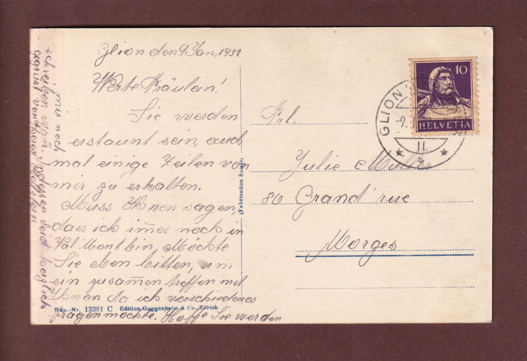 Cartoline postali: MONTREUX - 1932 // petits trous d'épingle // – Usato da Pully venduto da nicecards 1