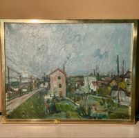 Vintage Landscape Oil Painting in Gold Frame, Signed