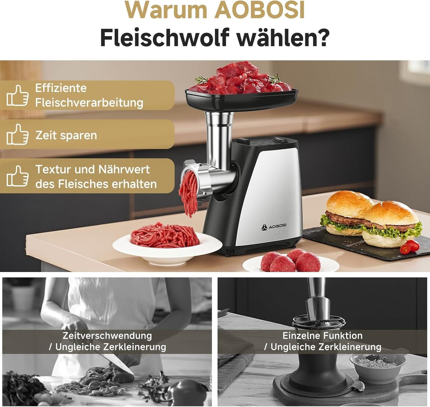 Elettrodomestici da cucina: Elektrischer Fleischwolf mit Wurstaufsätzen – Nuovo e nell'imballaggio originale da Herisau venduto da Senn24 4