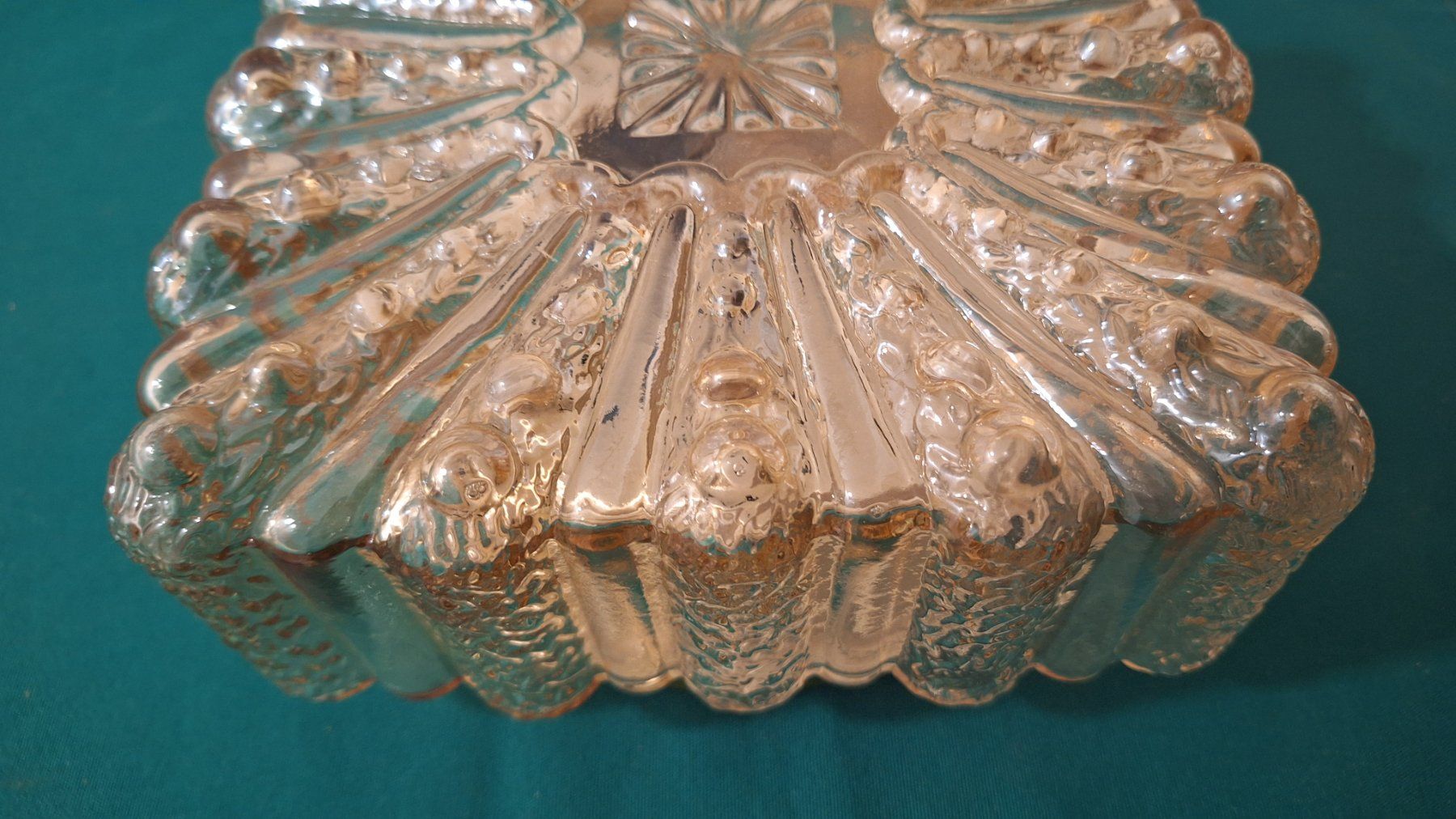 Lampadari & plafoniere: Vintage Deckenlampe Glas Bernsteinfarben  mit Muster ,60erJ. – Usato da Arlesheim venduto da shopradl 9