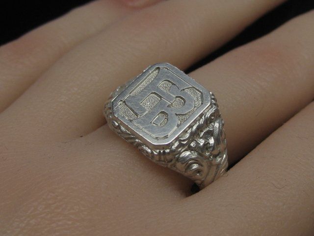 Anelli: Vintage Ring Monogramm Siegelring EB / BE Silber 800 – Usato da Ermatingen venduto da Decovin 4