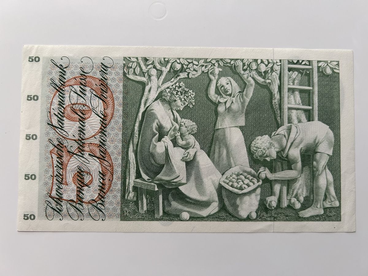 Banknoten: Banknote Schweiz 1974, 50 Franken – Gebraucht aus Luzern von dakes 1