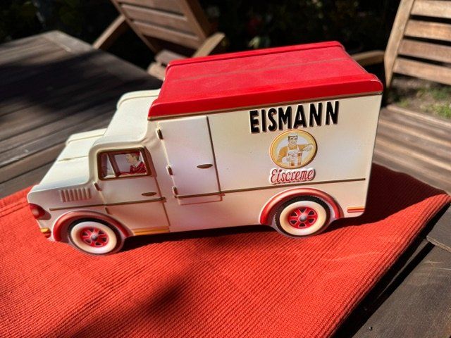 Tutte le decorazioni: Vintage-Blechdose in Form eines Eismann-Lieferwagens – Usato da Freudwil venduto da Ginoginelli
