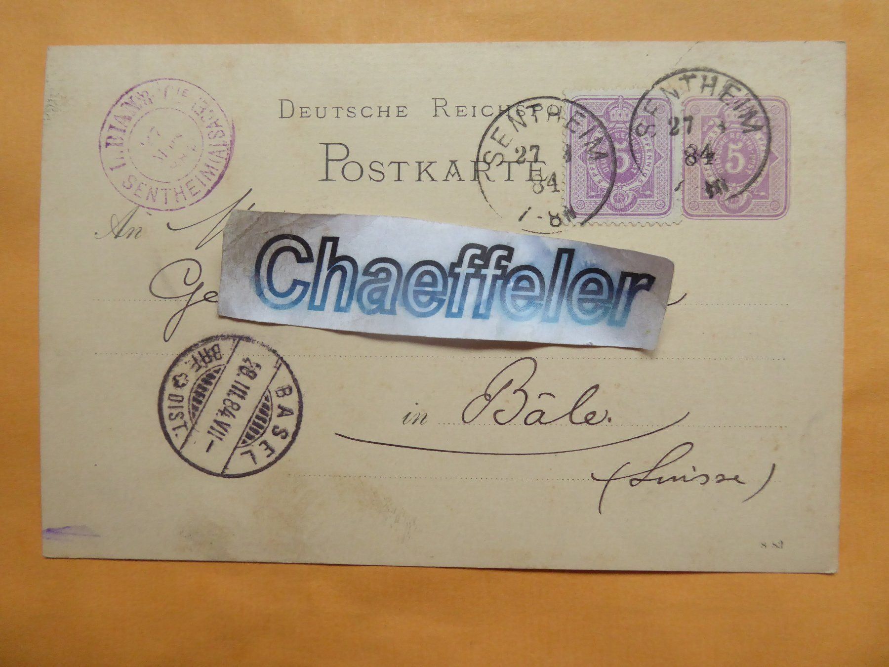 Cartoline postali: 1884  Postkarte Österreich – Usato da Zürich venduto da Chaeffeler