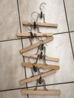 8er Set Kleiderbügel Holz mit Klammern, für Hosen & Röcke,