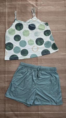 🆕 Pyjama Set - XL - Grün mit Punkte-Muster