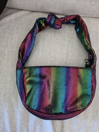 Shein Rainbow Metallic Shoulder Bag. Party season!