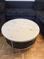 Runde Marmorplatte mit Metallgestell und Glass