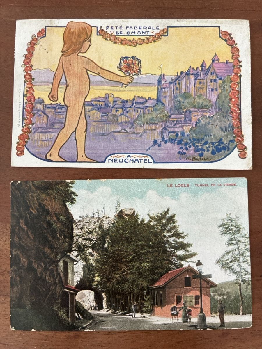 Cartoline postali: 8 Ansichtskarten Schweiz diverse vom Kanton Neuenburg  – Usato da Oftringen venduto da Cla.vD.74