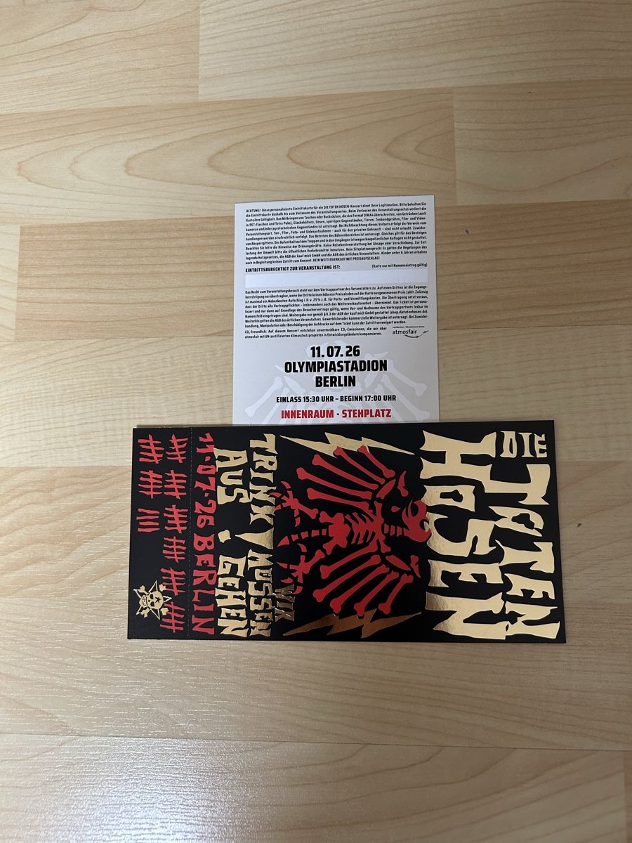 Biglietti: Die Toten Hosen Tickets Berlin – Nuovo e nell'imballaggio originale da Brittnau venduto da Pirce 1