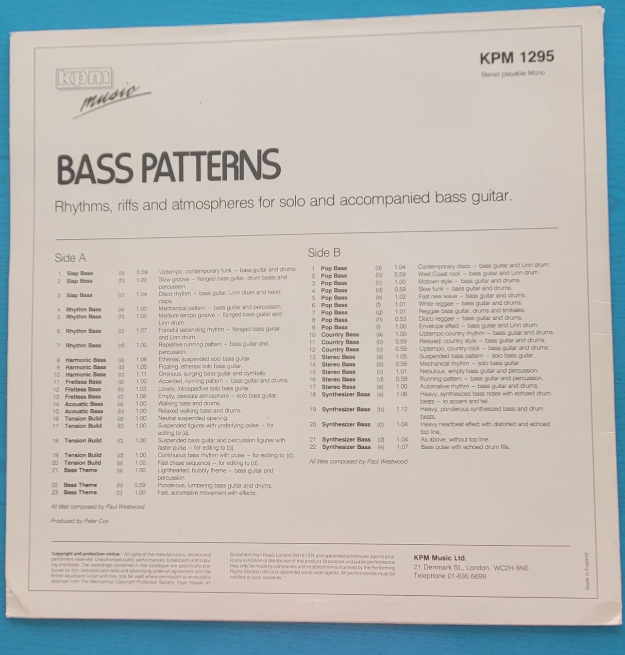 Dischi in vinile: BASS PATTERNS – Usato da SCHÜBELBACH venduto da CoKaHa 1