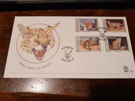 Namibie: Carte postale avec timbres - chats sauvages 🐾 (57)
