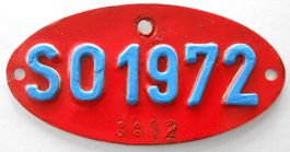 Velonummer Anhänger 1972 Solothurn SO 72