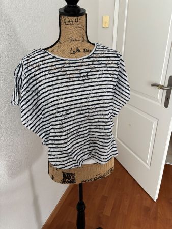2-teiliges Shirt (Top mit angenähten Shirt) Blau/weiss
