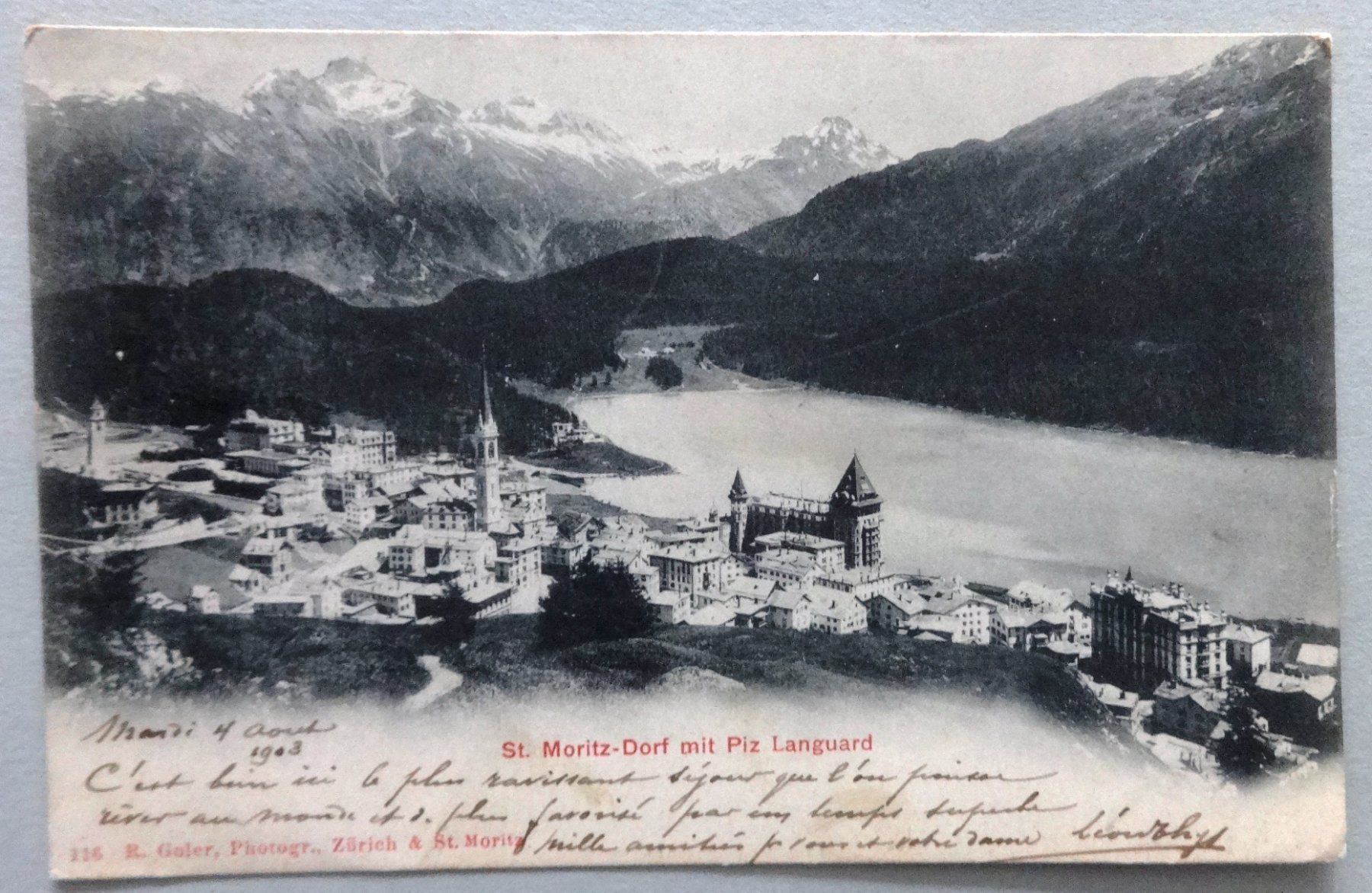 Cartoline postali: St. Moritz-Dorf mit Piz Languard – Difettoso da Fétigny venduto da Billy2miny