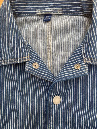 Gestreifte Jeansjacke Hemd Gr 116-122 aus Baumwolle, neu