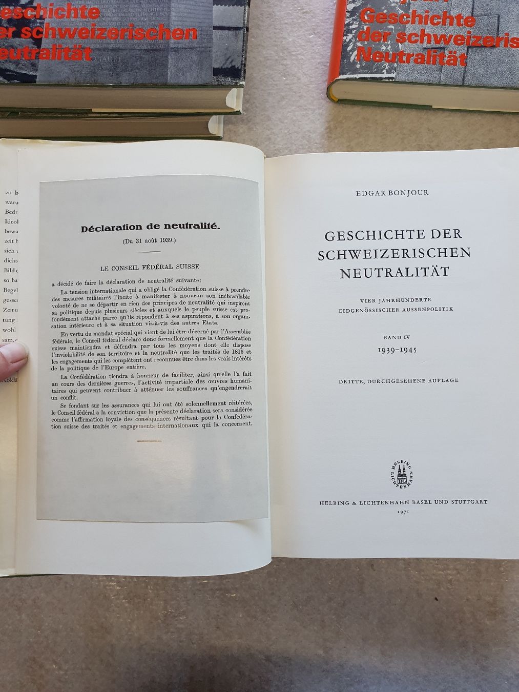 Libri: Geschichte der schweizerischen Neutralität 4 Bde - Edgar Bon – Usato da Rüedisbach venduto da hanaku 5