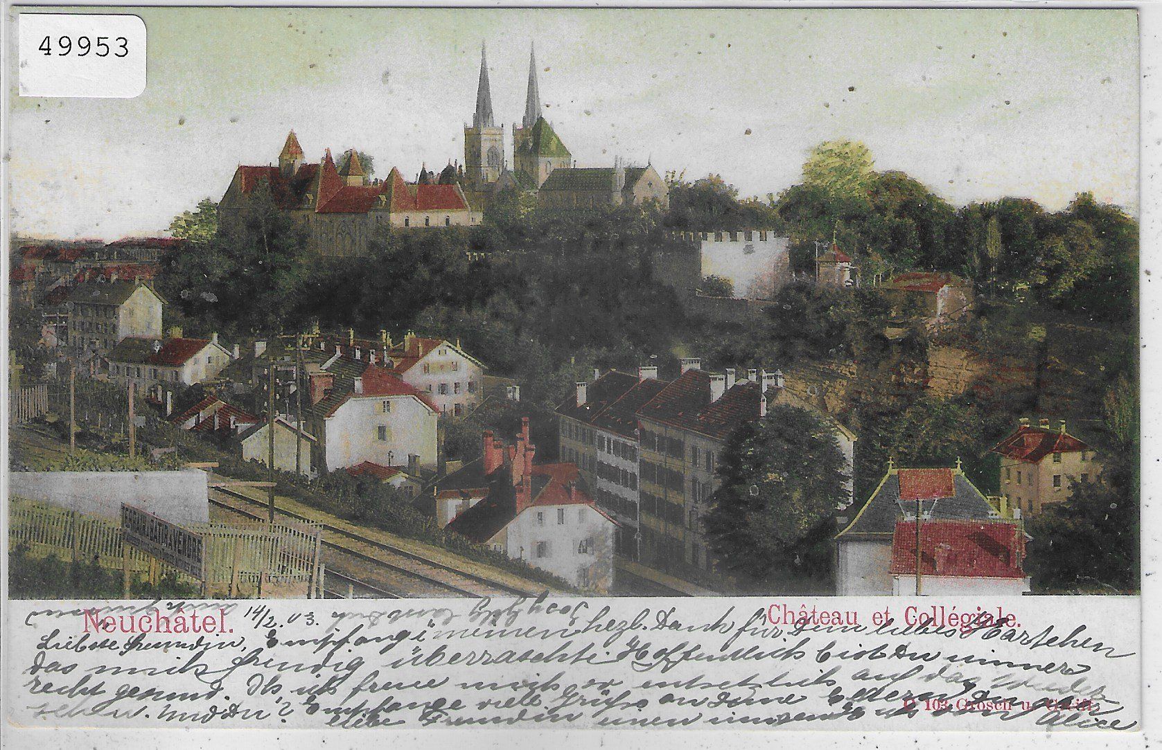 Cartoline postali: Neuchatel - Chateau et Collegiale – Usato da Ettingen venduto da Kartenplanet