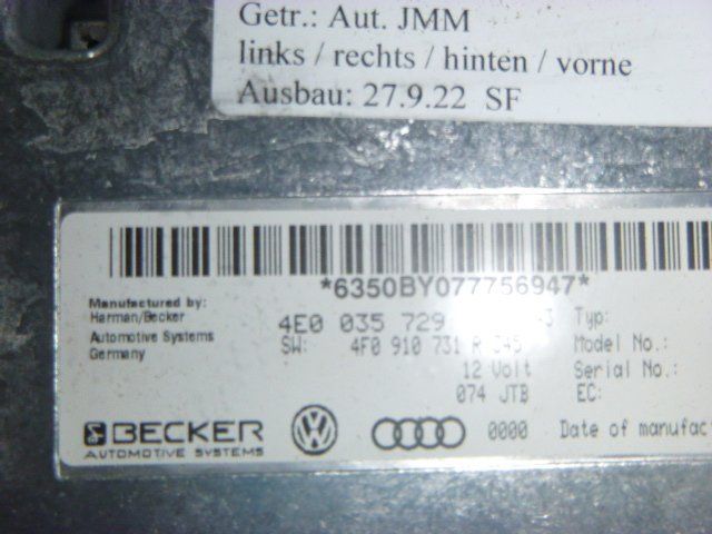 Audi Toutes les pièces auto: Interface Audi A6 4E0035729, 4F0910732HX – D'occasion à Güttingen par TopMotor 1