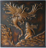 Fantasybild Kupfer Mystic Mythologie Motiv 3D Frau Geist