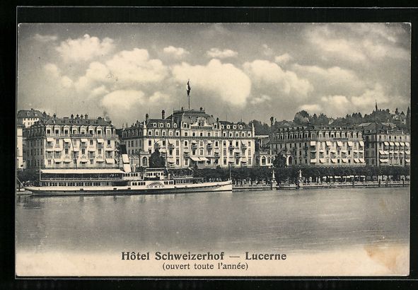 Ansichtskarten: AK Lucerne, Hotel Schweizerhof, Dampfer – Gebraucht aus Berlin von bartko-reher