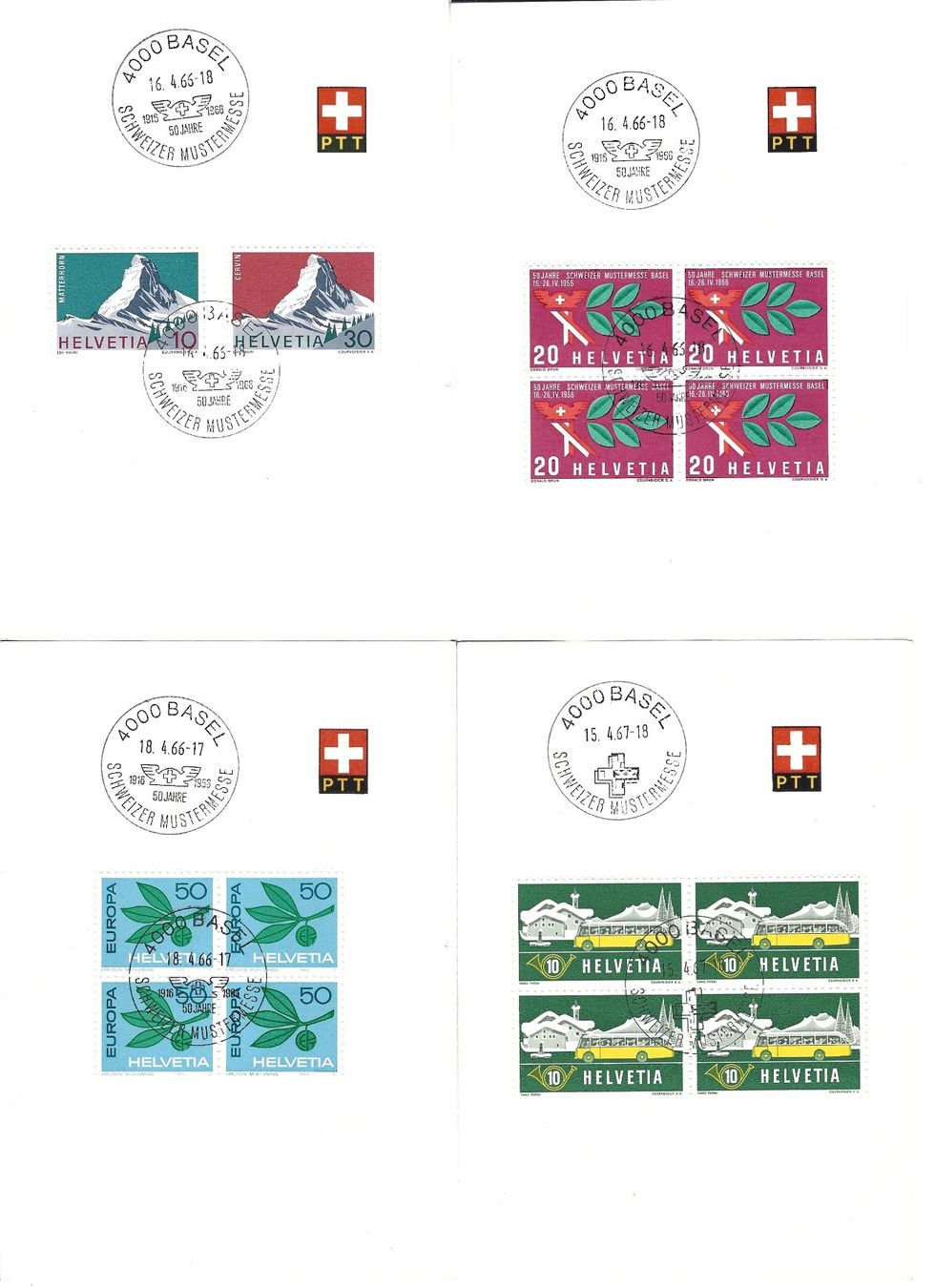 Tutti i francobolli: Mustermesse Basel - 3 x 14.04.66 / 1 X 15.04.67 – Nuovo e nell'imballaggio originale da Uvrier venduto da matdivers