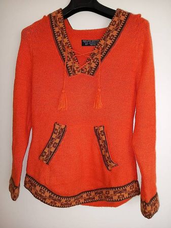 Pullover mit Kapuze - Hoodie orange Alpaka S/M