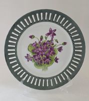 Assiette Porcelaine Ajourée Violettes Peintes Main