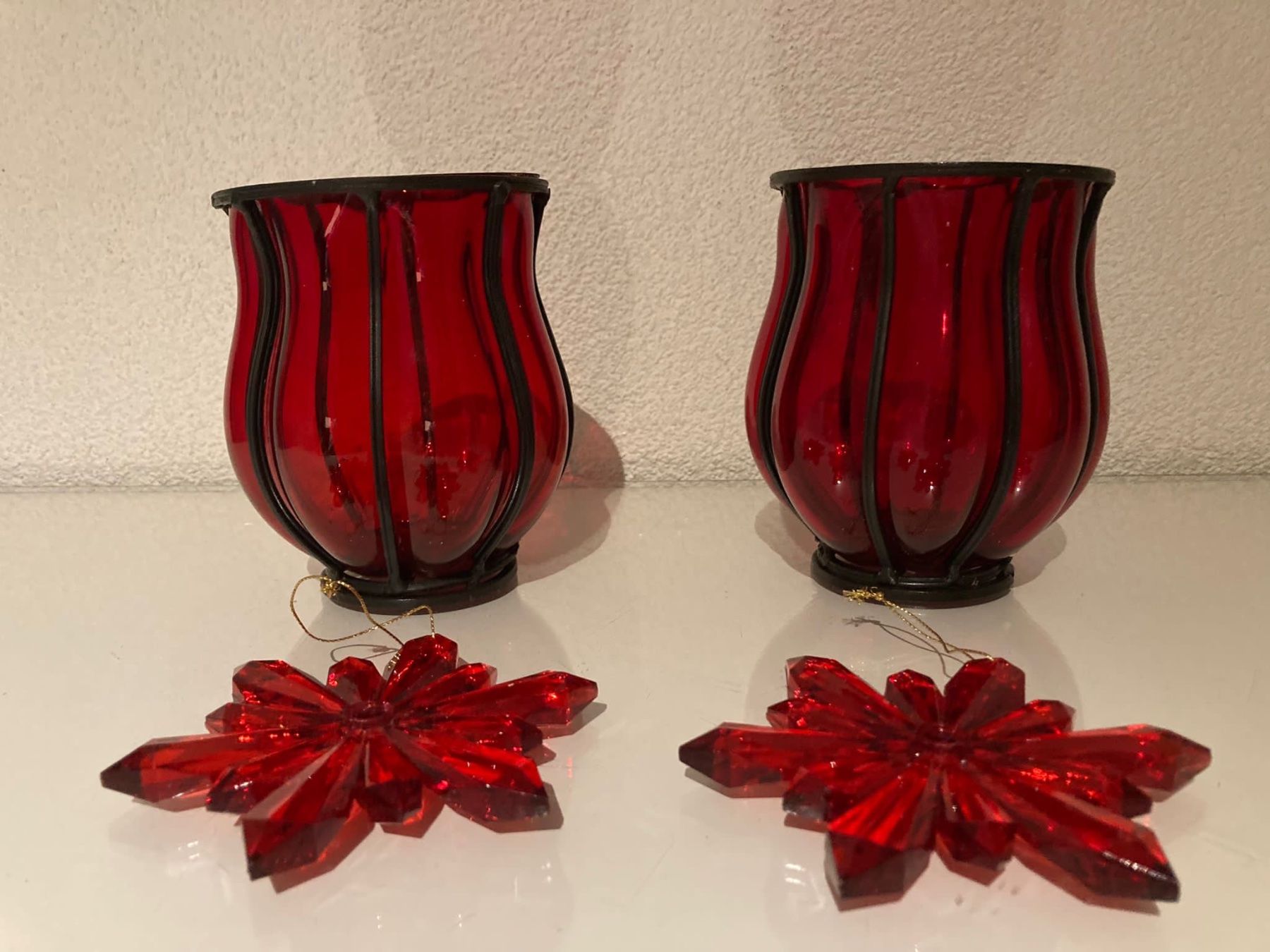 Tutte le decorazioni: Weihnachtsdeko Windlicht rot, Glassterne rot – Nuovo (secondo la descrizione) da Rotkreuz venduto da RoseAss