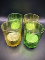4 Teelichtergläser bunt Glas neu 4 Stück (2x grün/2x gelb)