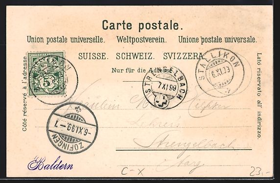 Cartoline postali: Litho Stallikon, Baldern-Höhe mit Gastw – Usato da Berlin venduto da bartko-reher 1