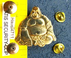 LACHENDER BUDDHA GOLDIG 2NÄGEL PIN GROSSS MIT SECURITY-CLIP