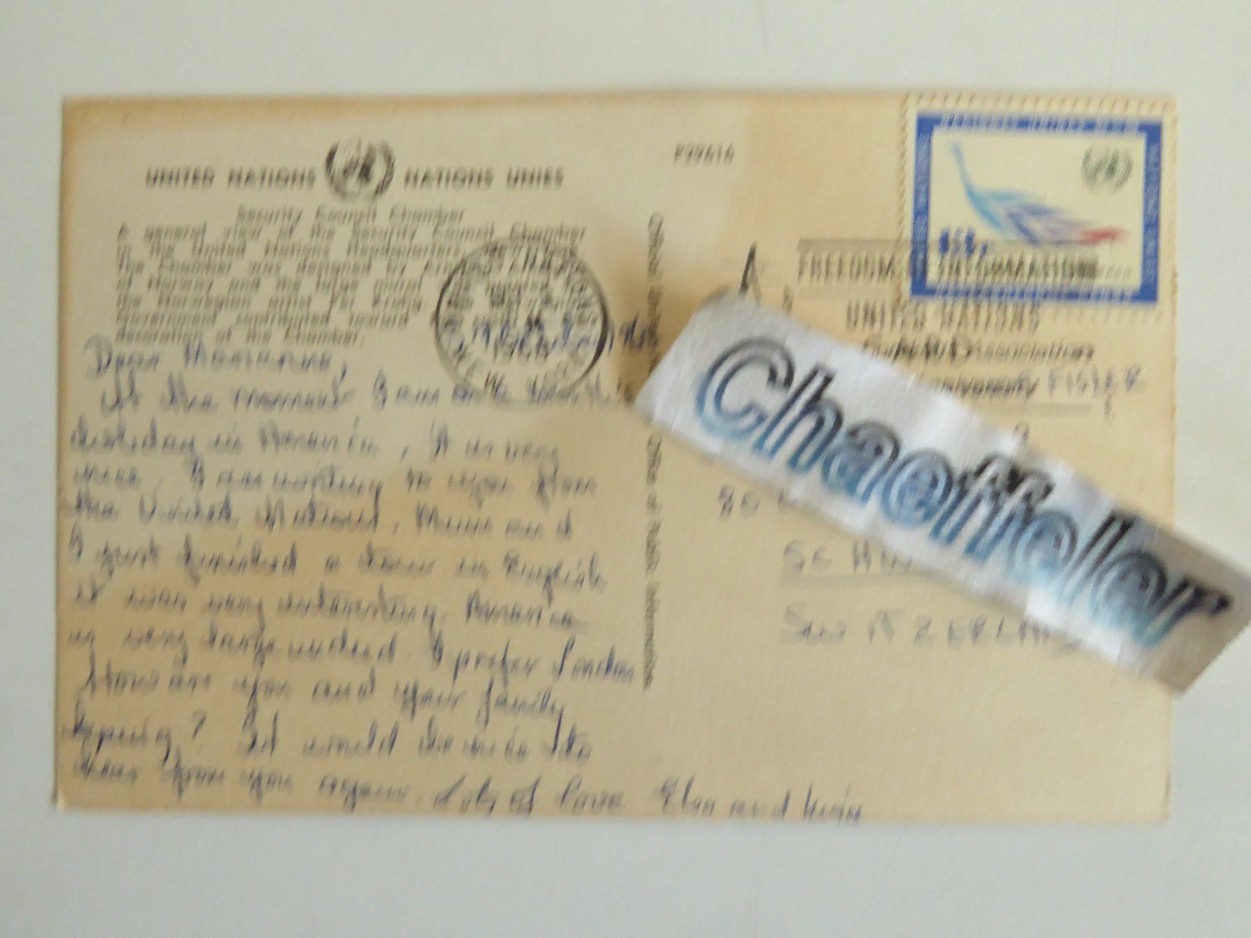 Ansichtskarten: Ansichtskarte 1968 : United Nations – Gebraucht aus Zürich von Chaeffeler 1