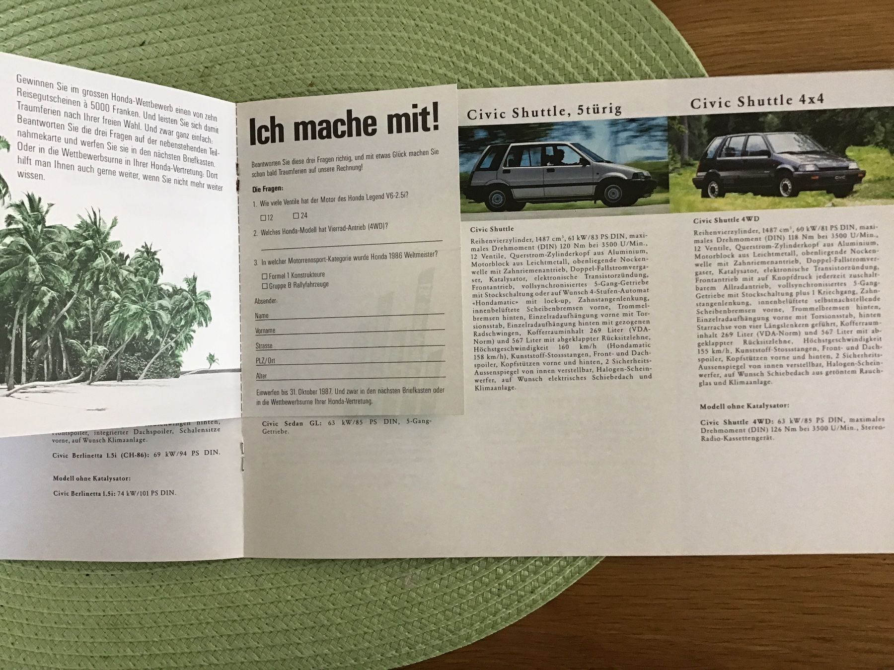 Honda Documenti: Honda Programm 1987 Verkaufsprospekt 16 Seiten – Usato da Scherzingen venduto da Starseller62 5