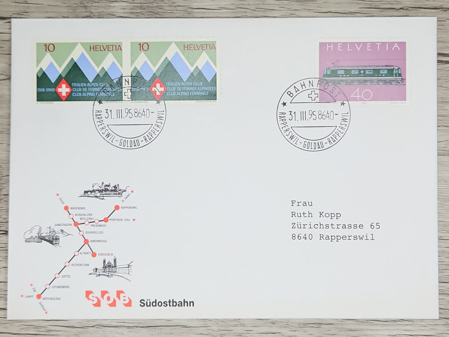 Tutti i francobolli: CL02 Enveloppe + Timbre Suisse 1995 – Usato da Cousset venduto da Patrick_Collections